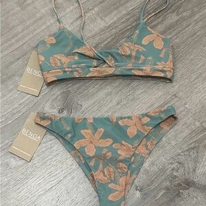 Benoa Swim Heather Bikini Top Small Tropics Celma Bottom in Tropics XS $210 NEW